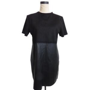 NWT Zara Black Faux Leather and Suede Dress Size M